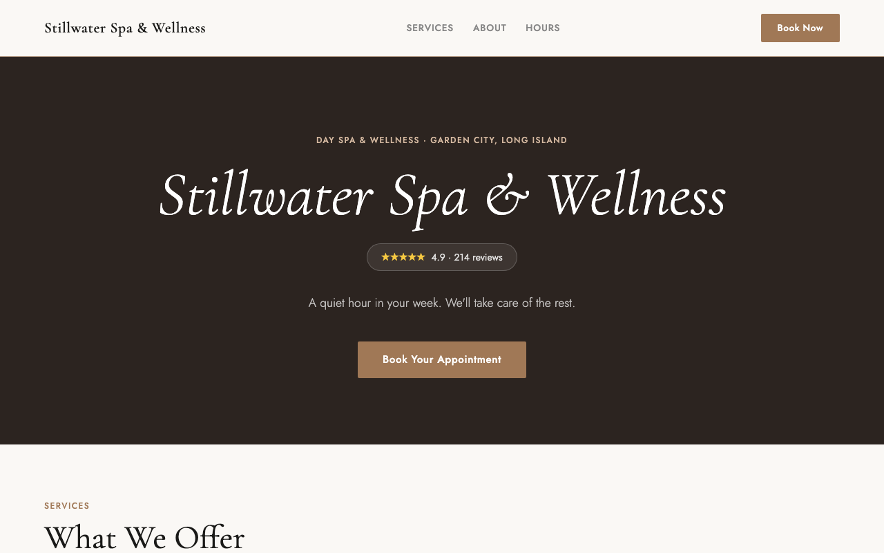 Preview of Stillwater Spa & Wellness website